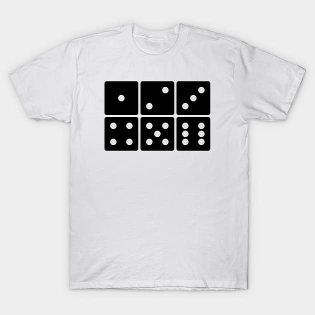 Six-Sided Die All Views (Black) T-Shirt by inotyler